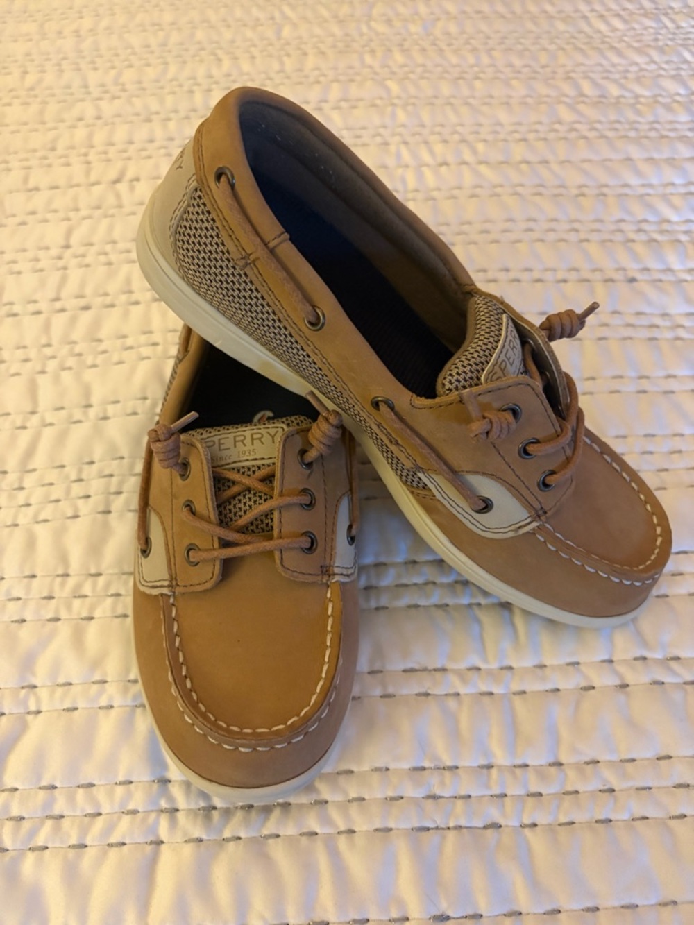 Sperry Unisex Chestnut Leather/Tan Boat Shoes - Picture 2 of 4